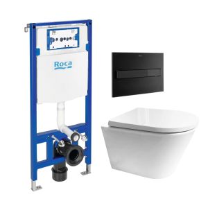 Pack cisterna roca duplo y pulsador pl7 negro mat con wc orion env de kp