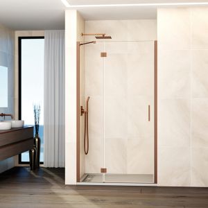 Mampara de ducha glass 119.5-125cm - fijo 40cm + puerta 80cm - cobre