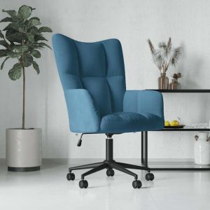 Sillón de relax de terciopelo azul qweo6317