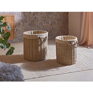 Contenedor mimbre interior yute con asas 50d cms. S/2 50dx50 cms