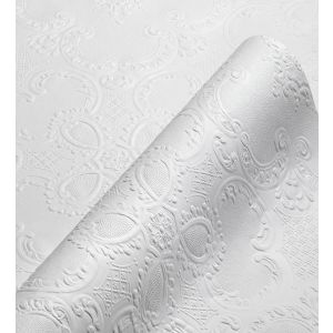 Papel pintado gaulan repintable  lavable damasco blanco con 5.23m²