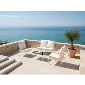 Conjunto de jardín con mesa 4 plazas ustica metal blanco