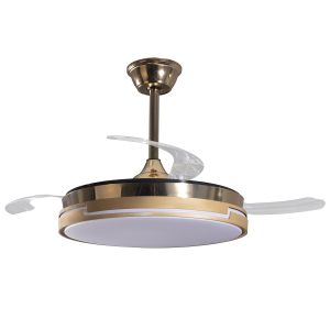 Ventilador de techo con luz dreamy dorado, 3 aspas retráctiles