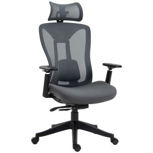 Silla de oficina 70x66x128 cm malla color gris vinsetto