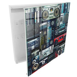 Caja guarda llaves 30x30x5 pasión por la música, apertura derecha