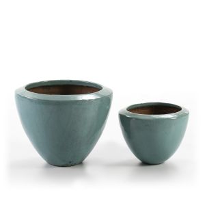 Set 2 maceteros 54x54x43 gres agua craquelado
