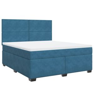 vidaXL cama box spring con colchón terciopelo azul 180x200 cm