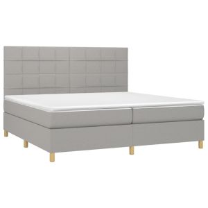 vidaXL cama box spring con colchón tela gris claro 200x200 cm