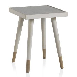 Mesa auxiliar de madera blanca, 41x41x53cm