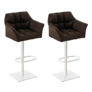 Taburetes de bar modernos de tela - 2 uds - marrón blanco