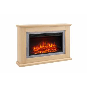Chimenea eléctrica BALDERIA Xenia - de pie con calefacción - roble claro