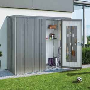 Armario metalico biohort alto jardin color plata metalizada 150 large