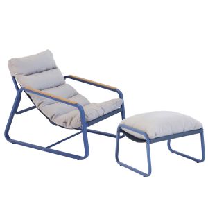 Oviala - sillón relax y textilene con reposapiés azul pacífico