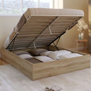 Cama arcón doble con somier - haya - 140 x 190 cm