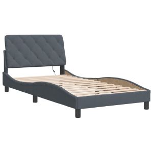 vidaXL estructura de cama con LED sin colchón terciopelo gris oscuro