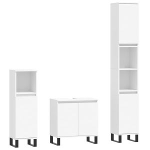 vidaXL set de muebles de baño 3 piezas madera contrachapada blanco