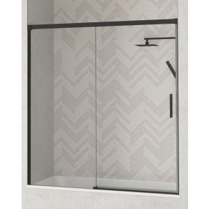 Mampara bañera de 1 fijo 1 puerta | negro mate 175cm