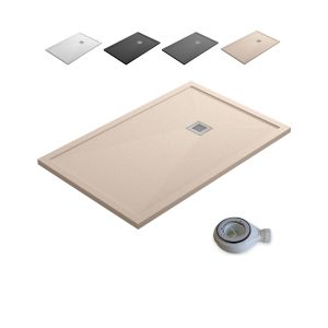 Plato ducha con borde valvula y rejilla | beige | 90 x 170 cm