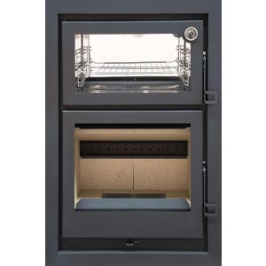 Horno encastrable de leña forno e de 7,4 kw y salida superior de 150 mm
