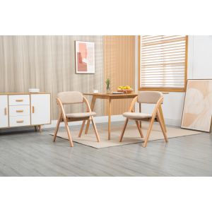 Silla plegable madera maciza caqui set de 2