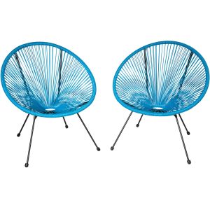 2 sillas de jardín diseño retro, estilo acapulco 70.5x69x78 cm azul