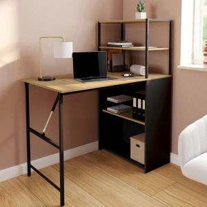 Escritorio plegable con estantería - haya negro - 103,5 cm