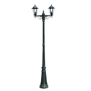 Lámpara de pie doble para exterior verde 215 cm