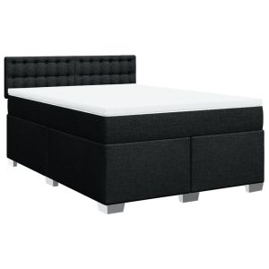 vidaXL cama box spring con colchón tela negro 160x200 cm