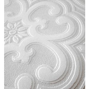 Papel pintado gaulan repintable  lavable rosetones blanco con 5.23m²