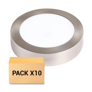 Pack 10x plafones LED 6w 3000k redondo niquel