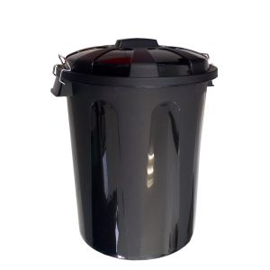 70 litros | negro | cubo basura de plástico con tapadera | cubo almacenaje