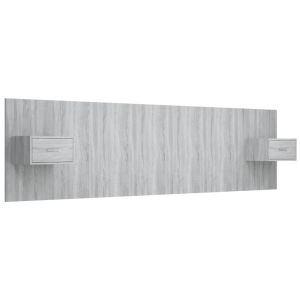 vidaXL cabecero de cama y mesitas madera contrachapada gris sonoma