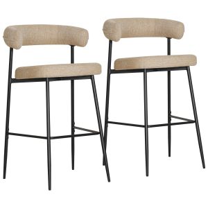 Pack de 2 taburetes de bar en tejido amarillo jaspeado thea