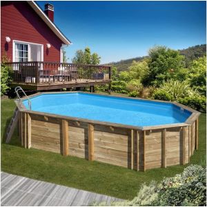 Piscina elevada/enterradas - madeira (oval) - granade, cannelle, safran,