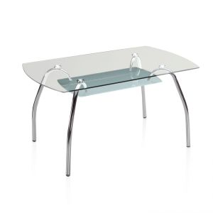 Mesa de comedor fija con sobre de cristal 150x90 cm ove cristal - cromo