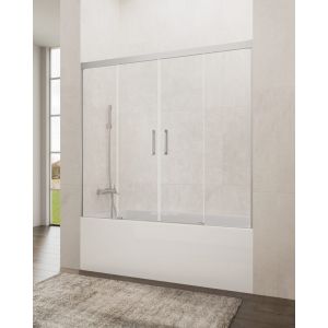 Mampara bañera 2 fijos + 2 correderas basic  162-172cm transparente cromo