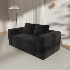 Sofá 2 plazas pana negro para salón y dormitorio sin montaje