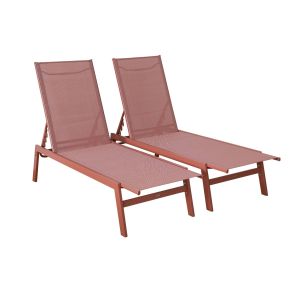 Tumbona de acero multi posiciones, set de 2 terracotta 155x59x106 cm