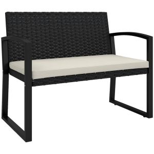 Banco de ratán 103x58x78 cm acero galvanizado, ratán sintético bicolor