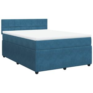 vidaXL cama box spring con colchón terciopelo azul 140x190 cm