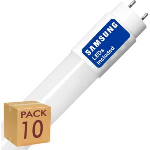 Pack x10 tubo LED 60cm 9w chip Samsung t8 g13, 1000lm, luz natural 4000k
