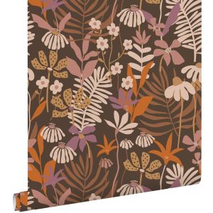 Estahome papel pintado hojas y flores tropicales 50 x 900 cm 130998