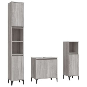 vidaXL set de muebles de baño 3 pzas madera contrachapada gris sonoma