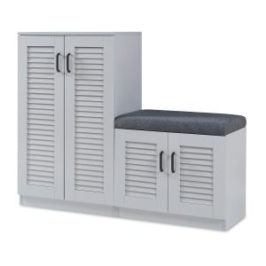 Mueble zapatero løten + banco para 18 pares 97x120x36 cm - gris [en.casa]