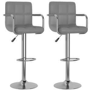 vidaXL taburetes de cocina 2 unidades cuero sintético gris