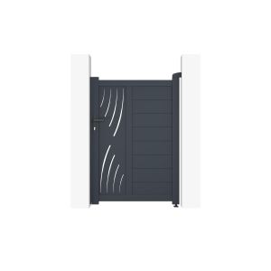 Pack puerta peatonal veleta 1m a.140cm + 2 postes a.166cm gris