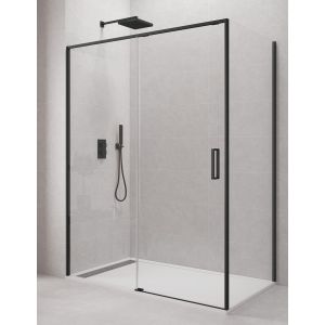 Mampara de ducha angular cetus 1+1 135x75 cm perfíl negro
