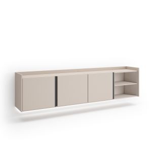 Mueble tv, 207x35x50cm, colgado, suspendido, LED rf4718