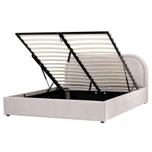Cama con almacenaje quillien chenilla gris pardo 160 x 200 cm