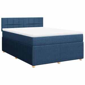 vidaXL cama box spring con colchón tela azul 140x190 cm